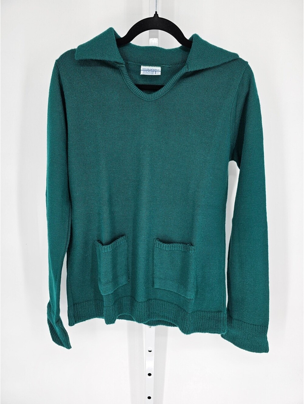 Sears Teal Orlon Acrylic Long Sleeve Collared-Neck Sweater Size 40